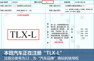 讴歌在华将国产大型轿车 命名&ldquo;TLX-L&rdquo;